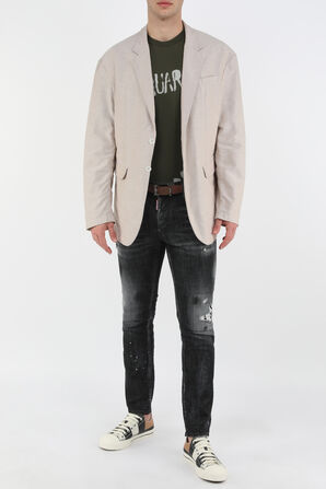 מכנסי סקיני ג'ינס עם קרעים בשטיפה שחורה DSQUARED2